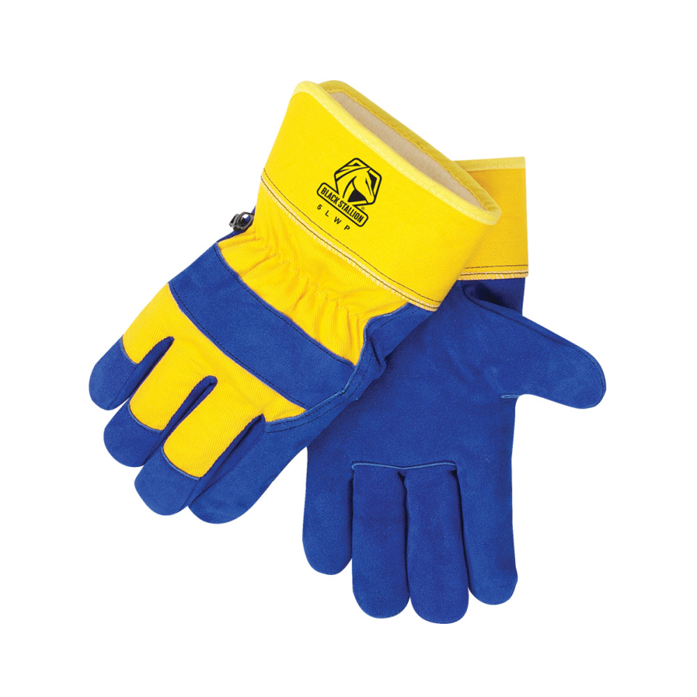 Black Stallion Blue Split Cowhide Leather Winter Gloves 2X - Ascmtools