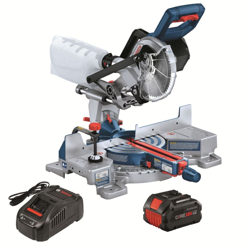 Bosch PROFACTOR 18V Surgeon Miter Saw Kit 7 1/4″ Single Bevel Slide with CORE18V 8.0 Ah PROFACTOR Performance Battery - Ascmtools