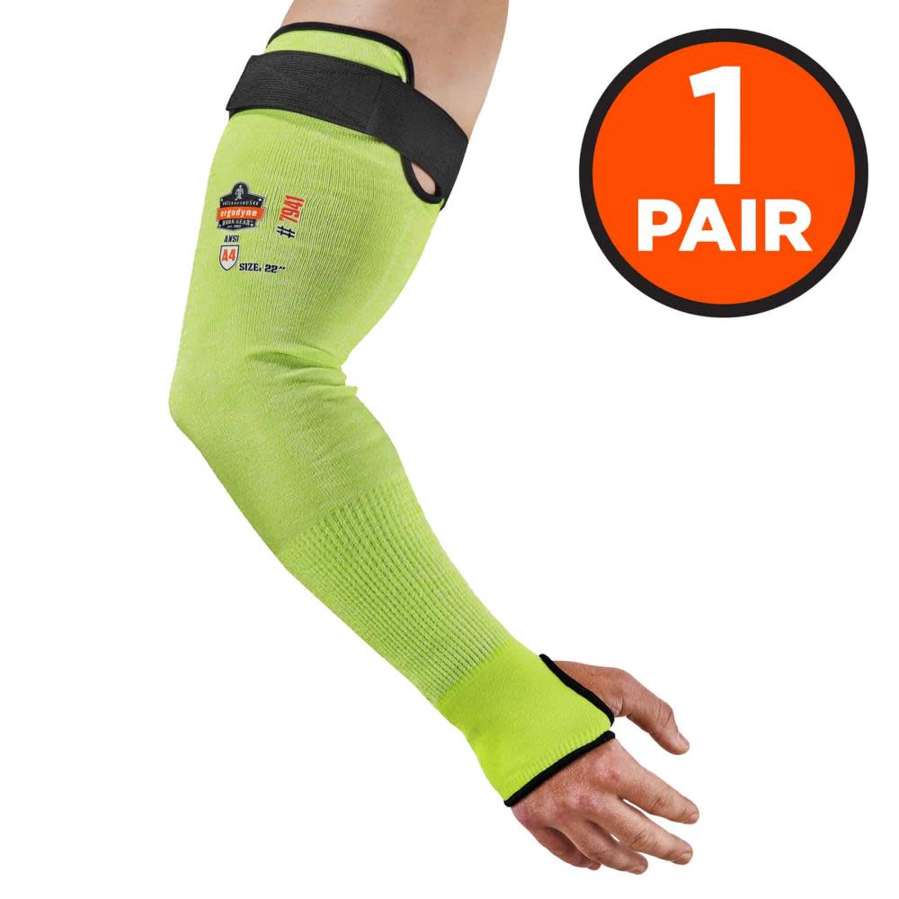 Ergodyne ProFlex 7941 PR Cut Resistant Arm Sleeve Pair 22″ Lime - Ascmtools