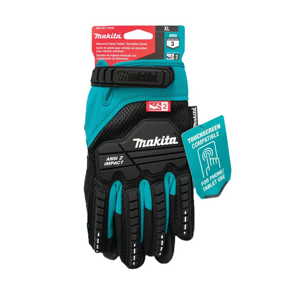 Makita Demolition Gloves Advanced ANSI 2 Impact Rated XL - Ascmtools