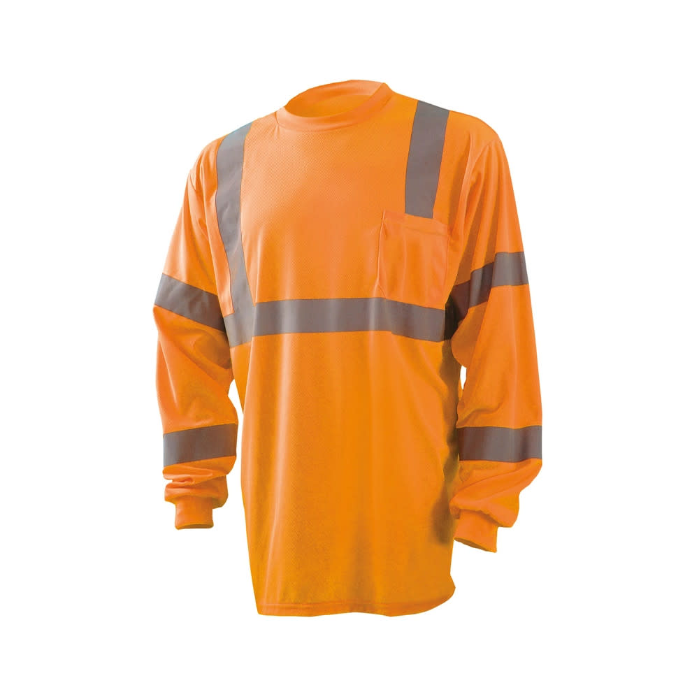 Occunomix Hi-Vis Orange Wicking Birdseye T-Shirt Long Sleeve 3X - Ascmtools