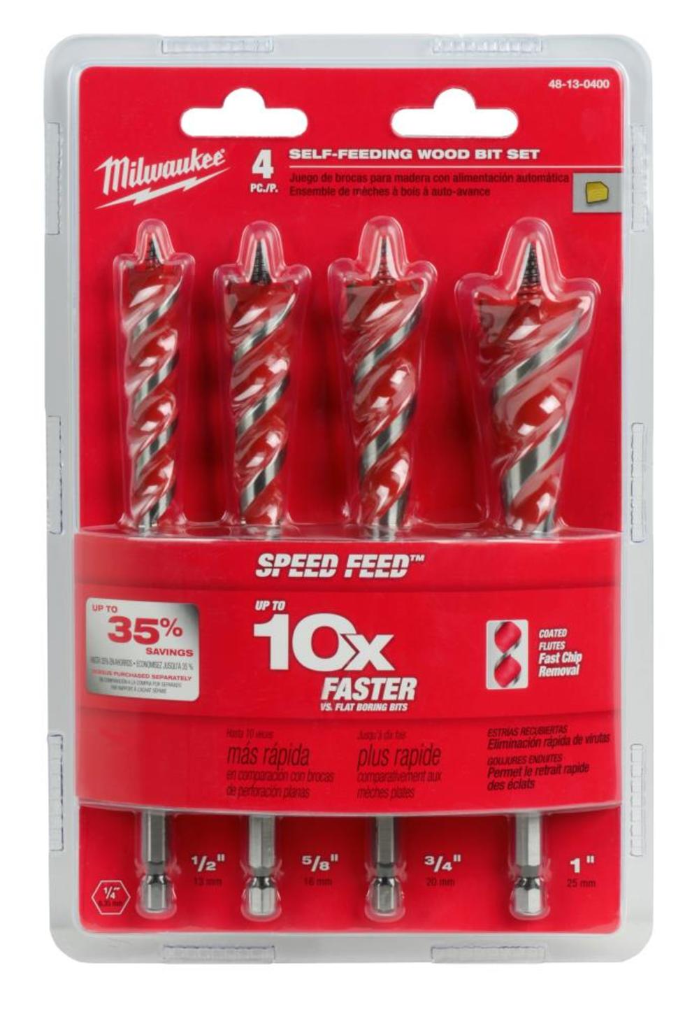 Milwaukee 4 Pc Speed Feed Wood Bit Set - Ascmtools