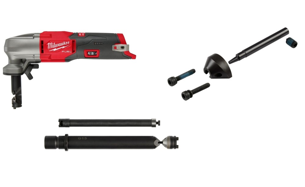 Milwaukee M12 Nibbler 16 Gauge Bare Tool Die & Die Holder Extension & Punch Bundle - Ascmtools