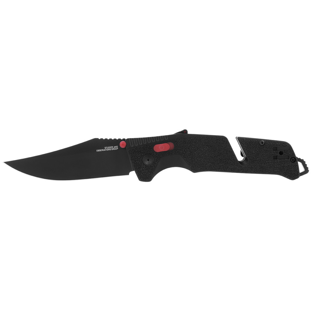 SOG Trident Pocket Knife Black & Red Straight 3.75″ Blade - Ascmtools