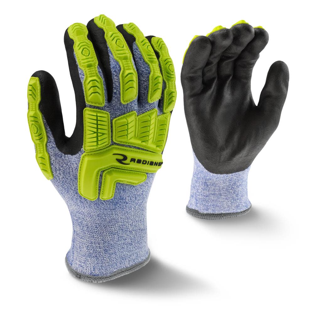 Radians Knuckle GuardGloves Cold Weather Cut Protection Level A4 Black /Hi Viz Green XL - Ascmtools