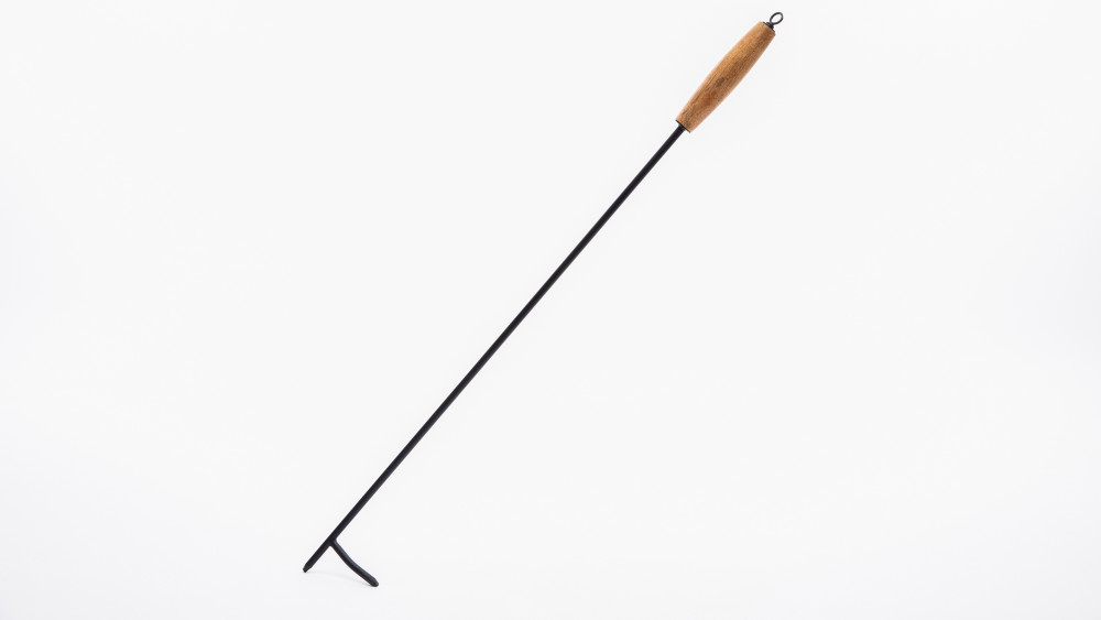 Dragonfire Steel Fire Poker 35″ with Wooden Handle & Leather Hook - Ascmtools