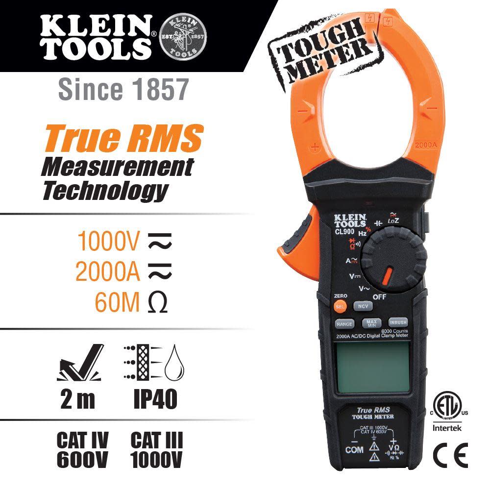 Klein Tools 2000A Digital Clamp Meter - Ascmtools