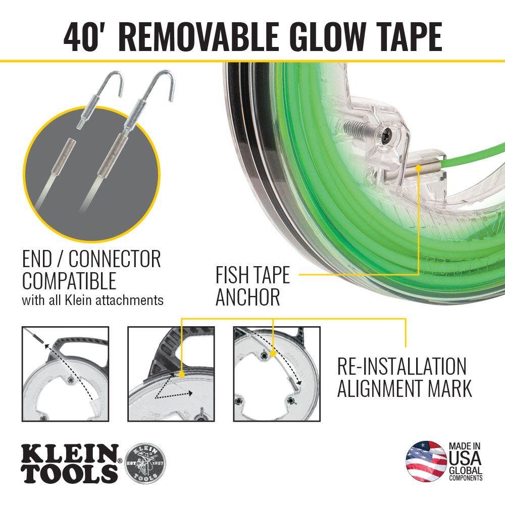 Klein Tools Glow Fish Tape 40 Foot - Ascmtools