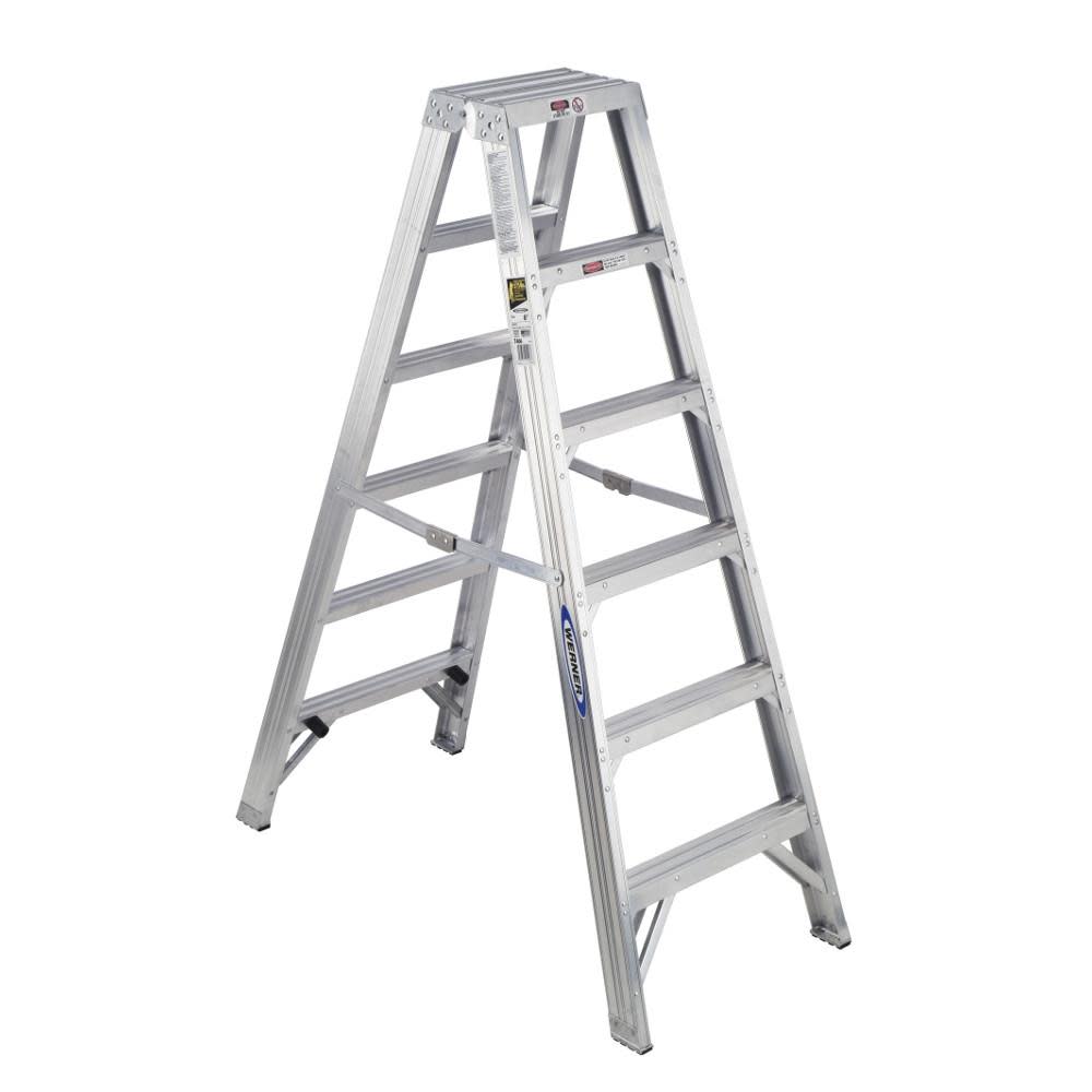 Werner 6-ft Aluminum 375-lb Type IAA Twin-Step Ladder - Ascmtools