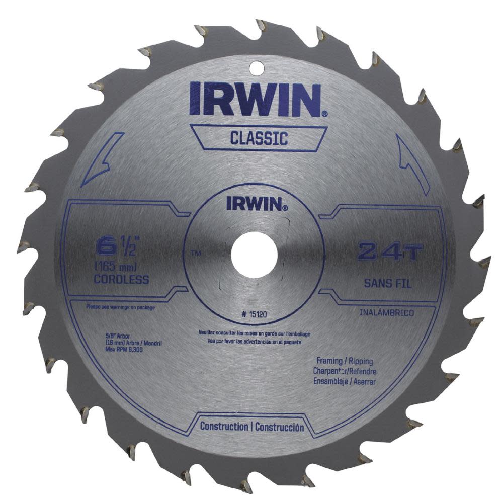 Irwin 6-1/2 In. 24 Tpi Cordless Classic Circular Saw Blade - Ascmtools