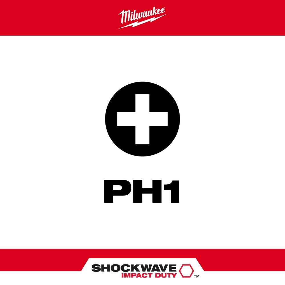 Milwaukee SHOCKWAVE 3.5 in. PH1 Impact Driver Bits 5PK - Ascmtools