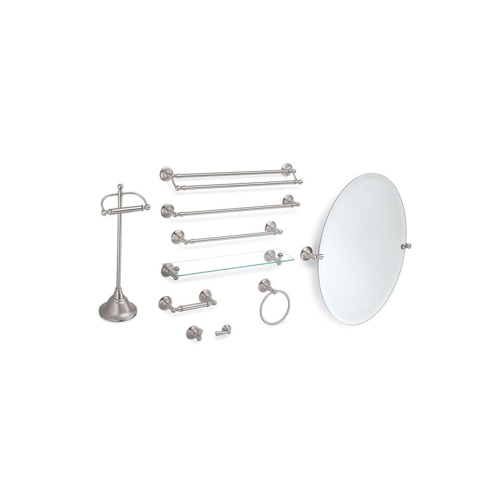 Moen Sage Double Towel Bar Brushed Nickel Brass 24″ - Ascmtools