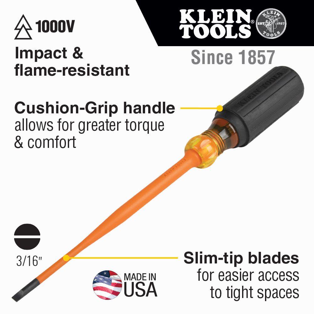 Klein Tools Slim-Tip Insulated Screwdriver 3/16 - Ascmtools