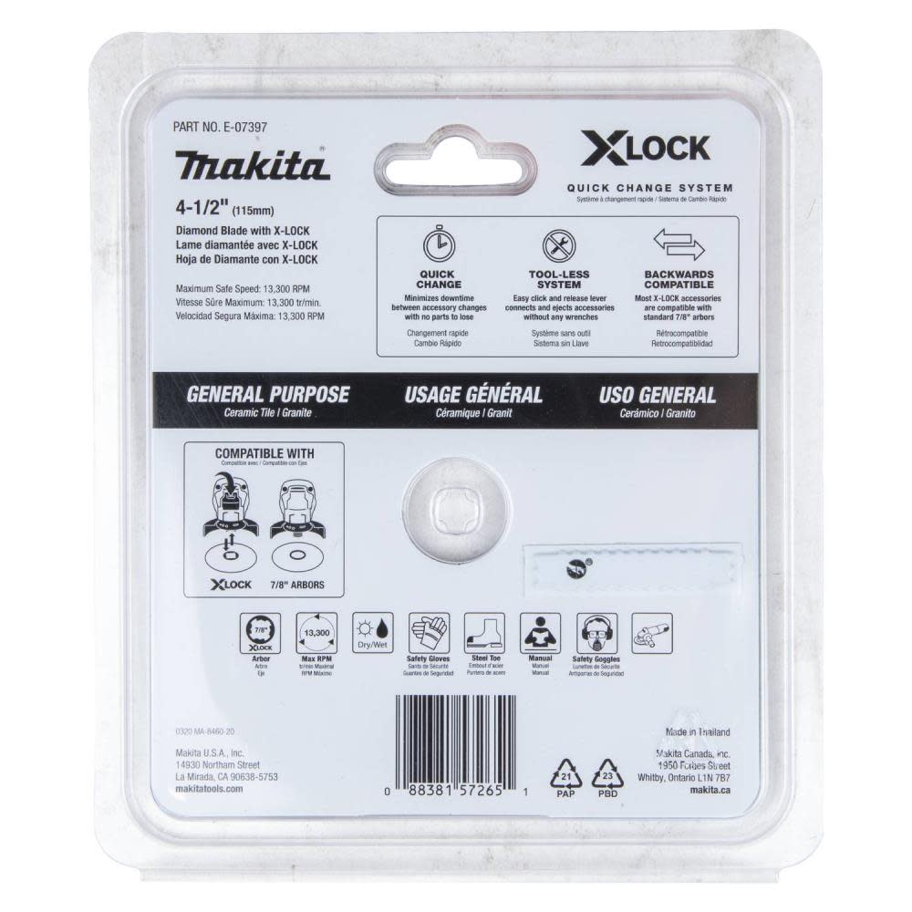 Makita X-LOCK 4-1/2″ Continuous Rim Diamond Blade for Ceramic and Granite Cutting - Ascmtools