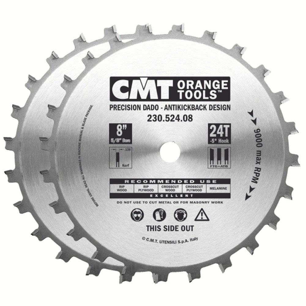 CMT 8 In x 24 x 5/8 In Precision Dado Sets - Ascmtools