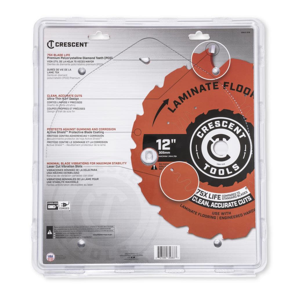 Crescent Circular Saw Blade 12″ x 16 Tooth Laminate Flooring - Ascmtools