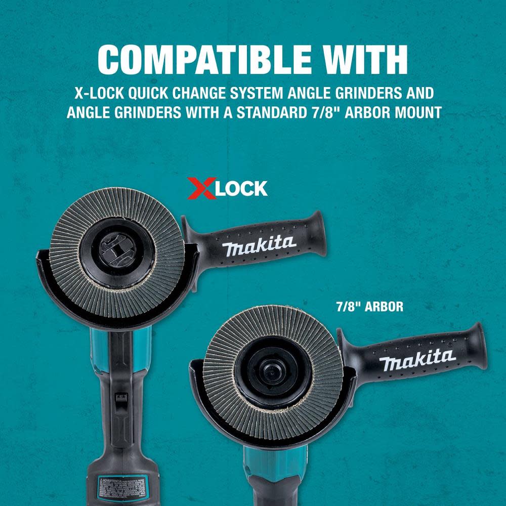 Makita X-LOCK 4 1/2″ Angled Grinding and Polishing Flap Disc X-LOCK and All 7/8″ Arbor Grinders 60 Grit Type 29 3pk - Ascmtools