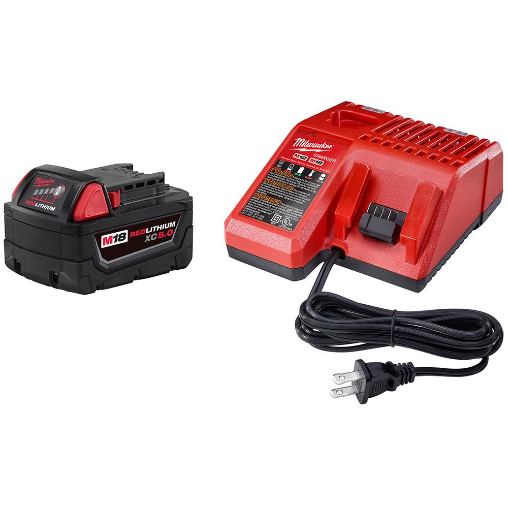 Milwaukee M18 REDLITHIUM XC 5.0Ah Battery and Charger Starter Kit - Ascmtools