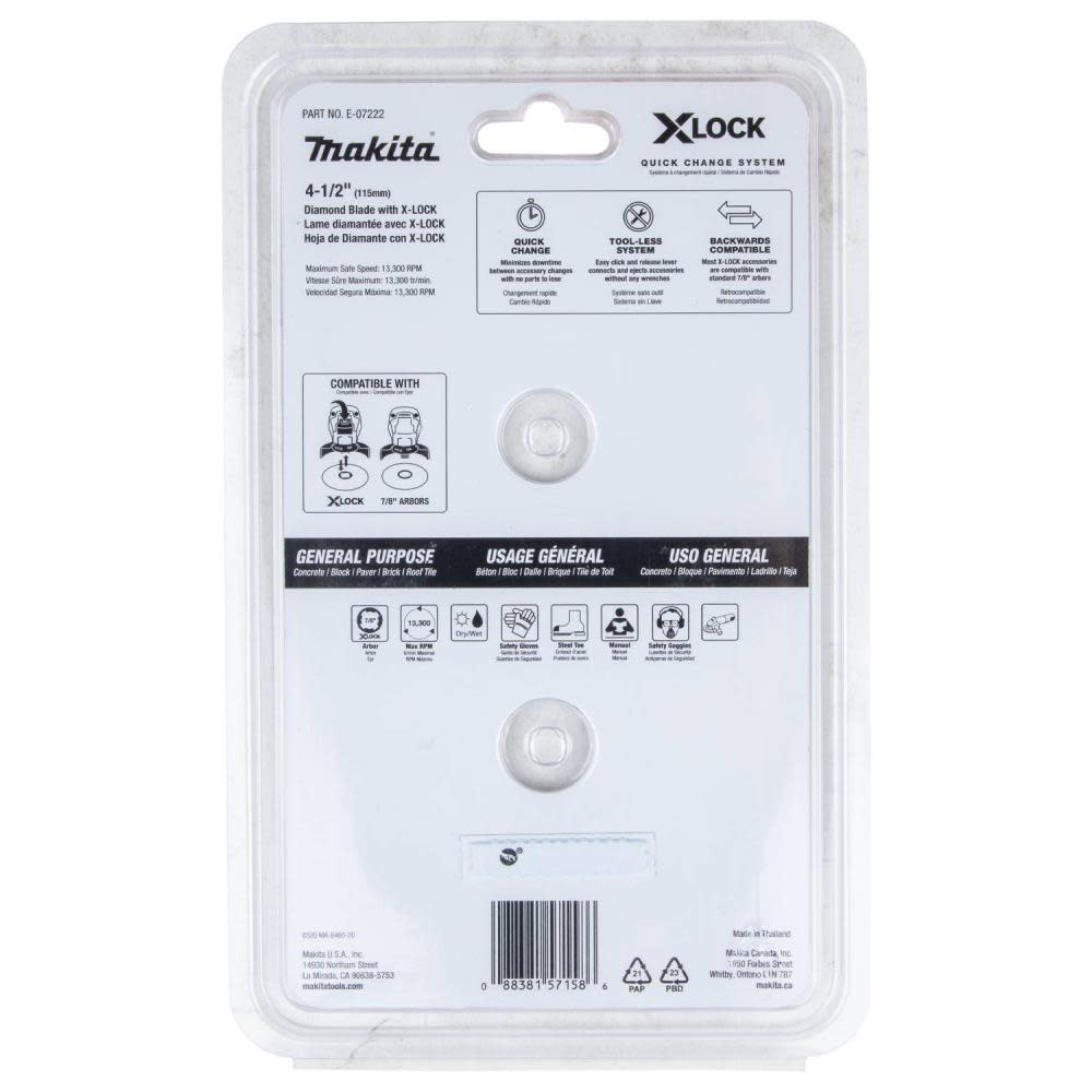 Makita X-LOCK 4-1/2″ Turbo Rim Diamond Blade for Masonry Cutting 2/pk - Ascmtools