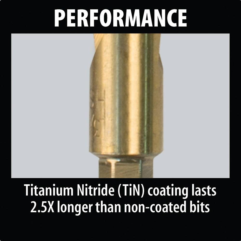 Makita 5 pc. Titanium Coated Drill Bit Set 1/4 in. Hex Shank - Ascmtools