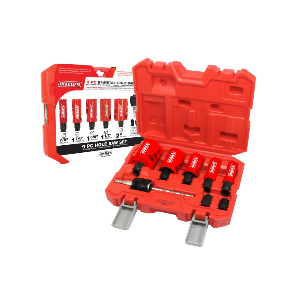 Diablo Tools 9 piece Bi-Metal Hole Saw Set - Ascmtools