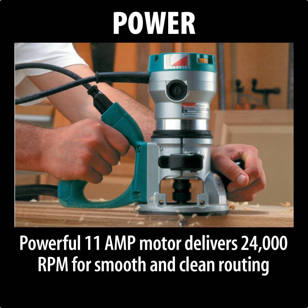 Makita Router 11-Amp 2-1/4 HP Motor with 1/2″ and 1/4″ Collets - Ascmtools