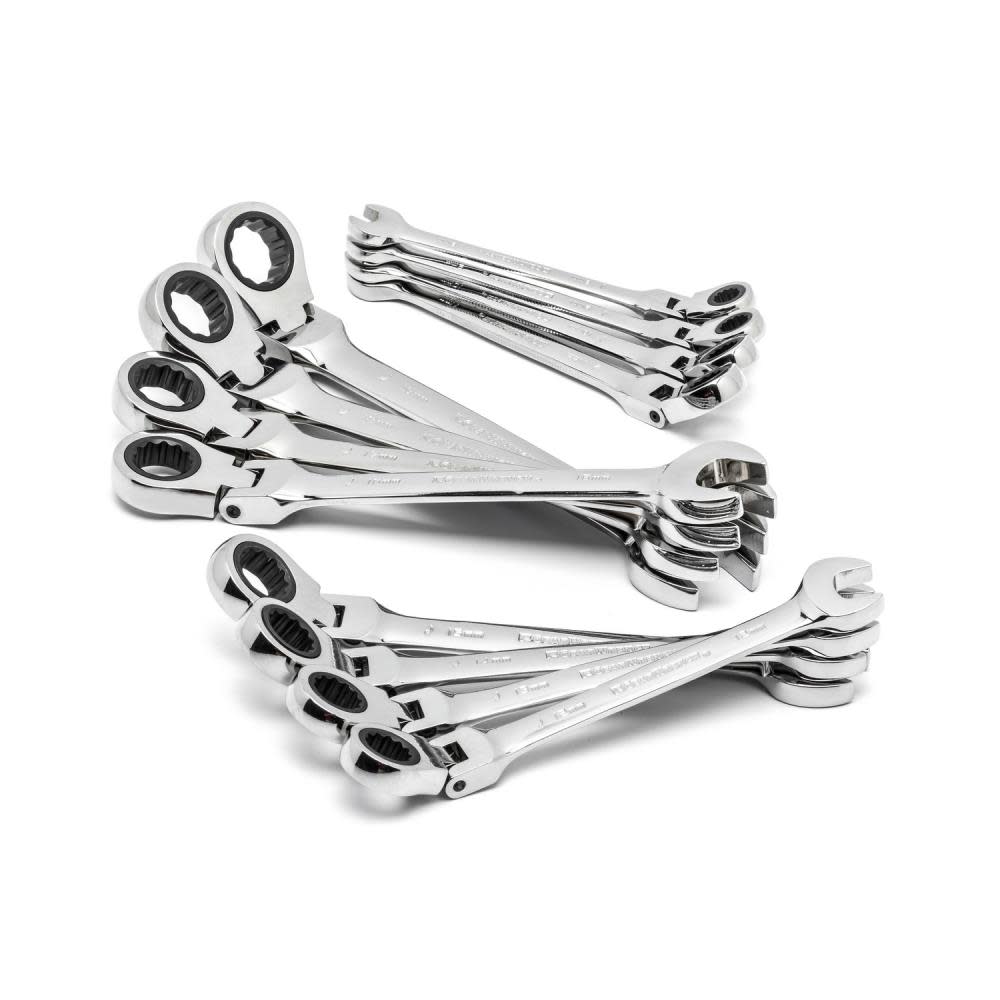 GEARWRENCH 12 Pc 72-Tooth 12 Point Flex Head Ratcheting Combination Metric Wrench Set - Ascmtools