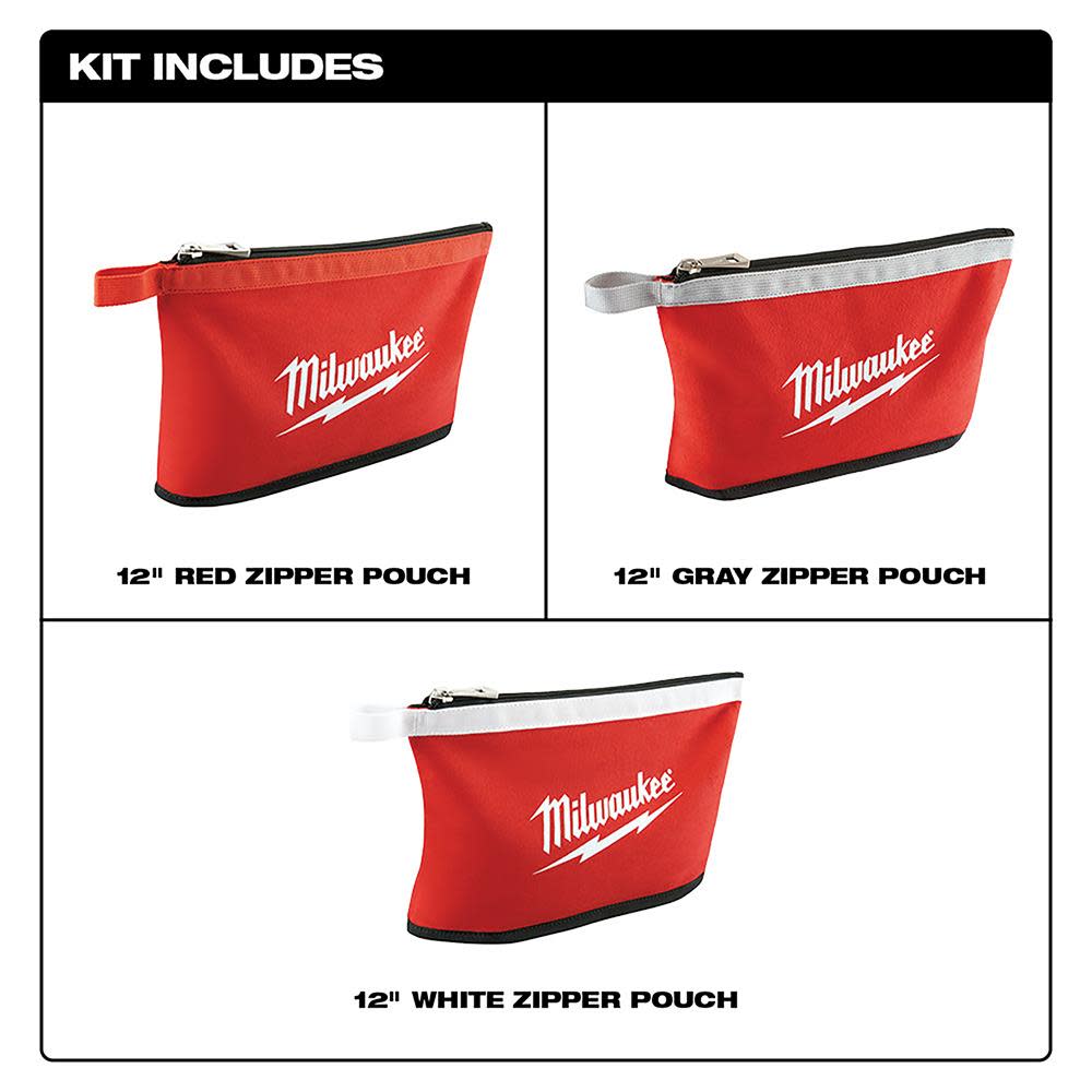 Milwaukee 3 pk Zipper Pouches - Ascmtools