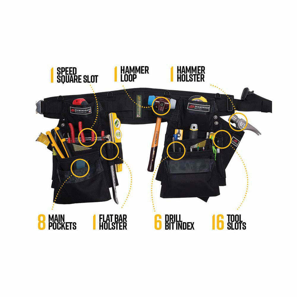 Diamondback Toolbelts Black Right Handed Large Denali 2.0 Tool Belt System - Ascmtools