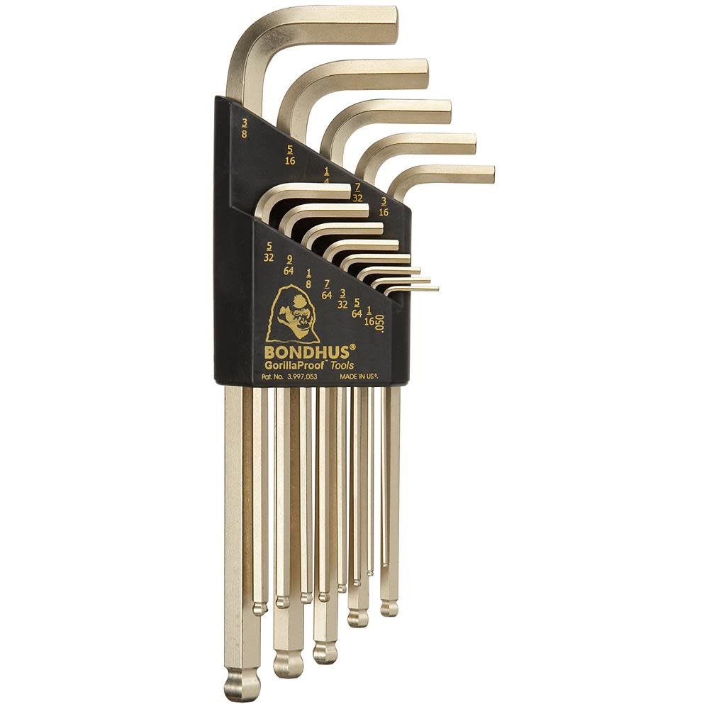 Bondhus Set of 13 Hex Tip Long Arm L-Wrenches - Ascmtools