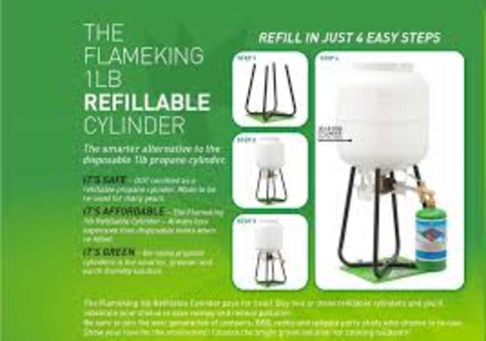 Flame King Refillable Propane 1 lb Cylinder with Refill Kit - Ascmtools