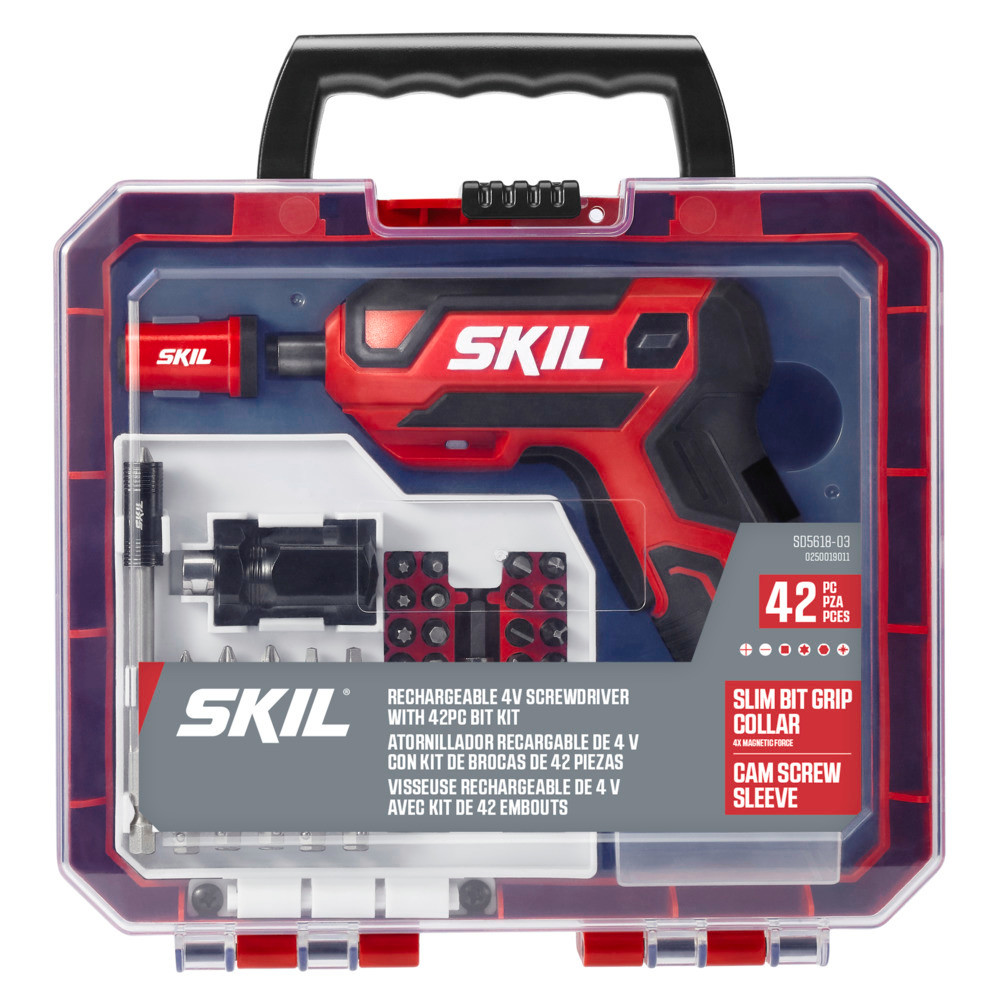 SKIL 4V Screwdriver Rechargeable with 42pc Bit Kit - Ascmtools