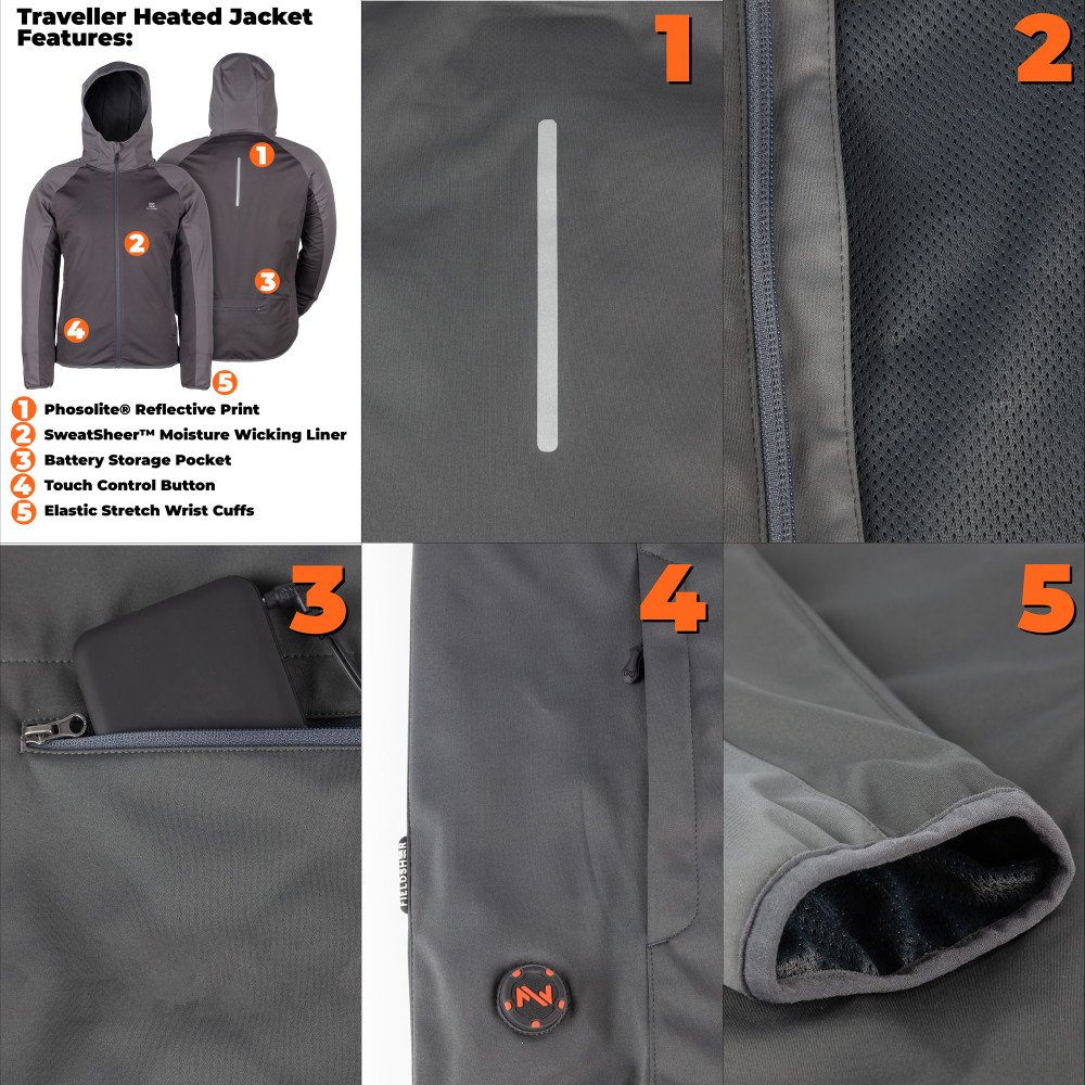 Mobile Warming Traveller Heated Jacket Men’s 7.4 Volt Dark Gray 2X - Ascmtools