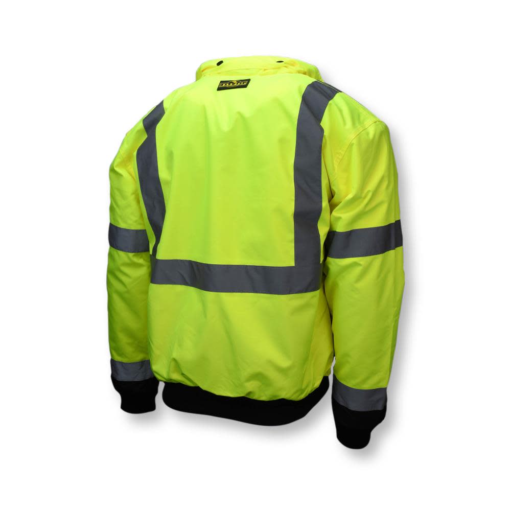 Radians Class 3 Two in One High Visibility Bomber Safety Jacket Green Black Bottom 3X - Ascmtools