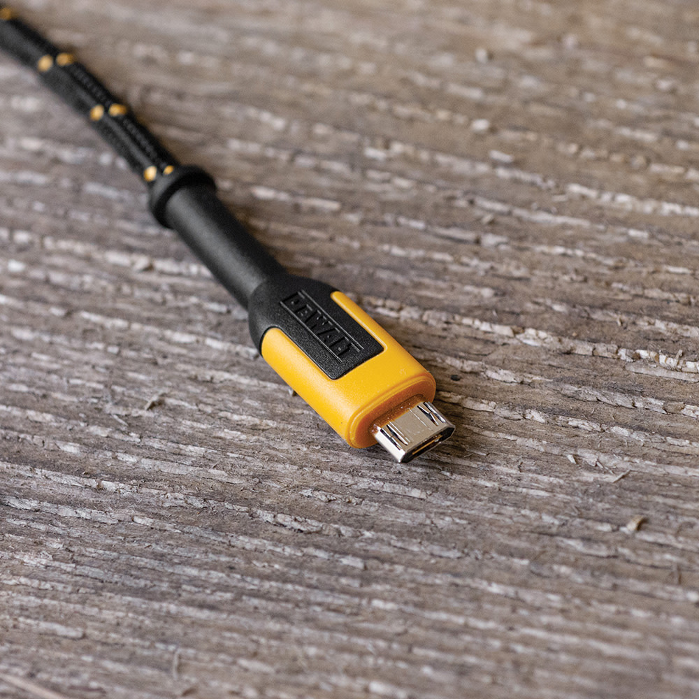 DEWALT Phone Charger Micro USB Reinforced Braided Cable 10′ - Ascmtools