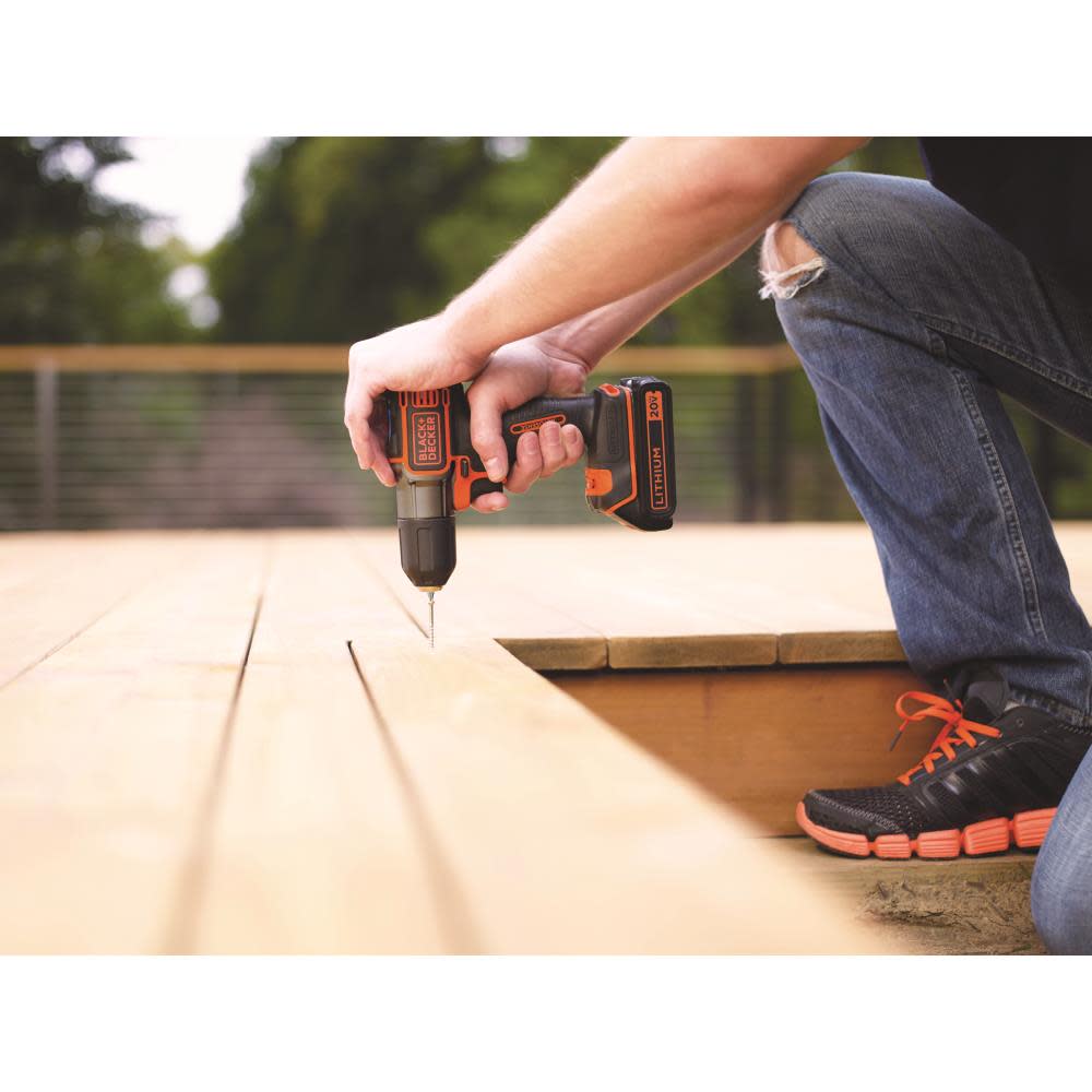 Black and Decker 20V MAX Lithium Ion (Li-ion) 3/8-in Cordless Drill with Battery Kit - Ascmtools