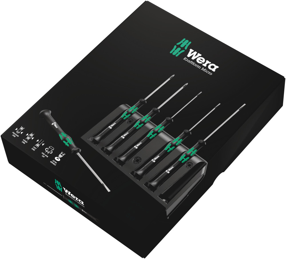 Wera Tools 6pc 2035/6 A Micro Screwdriver Set with Rack - Ascmtools