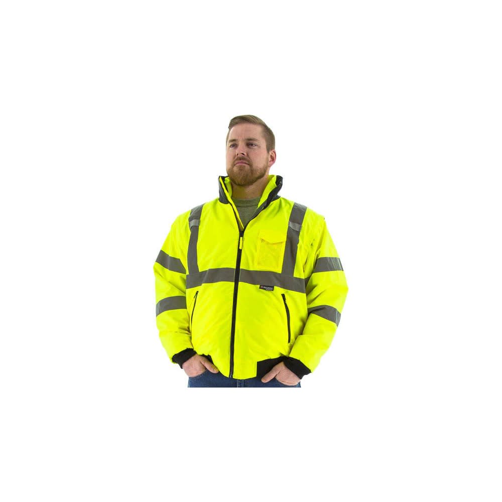 Majestic Glove 8 in 1 Waterproof Jacket Hi-Vis Yellow Large - Ascmtools
