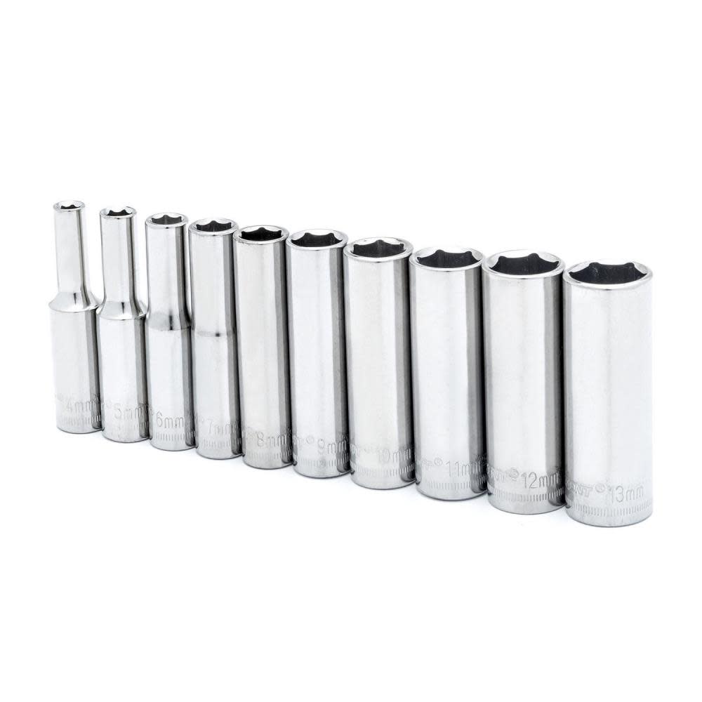 Crescent Socket Set 10 Pc. 1/4 In. Drive 6 Point Deep Metric - Ascmtools