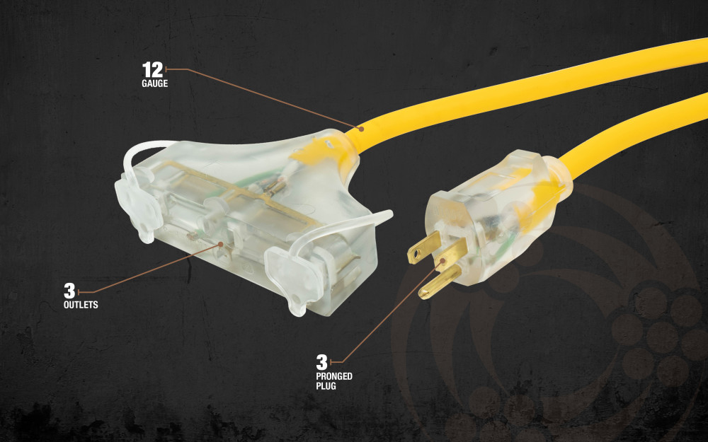 Southwire Cold Weather 3 Outlet Extension Cord 12/3 25′ - Ascmtools