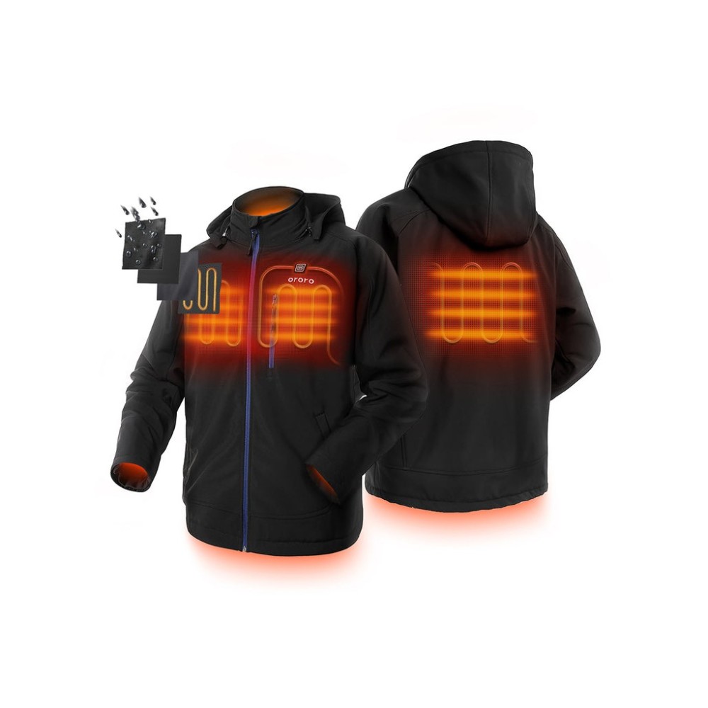 ORORO Mens Black & Blue Classic Heated Jacket Kit 2X - Ascmtools