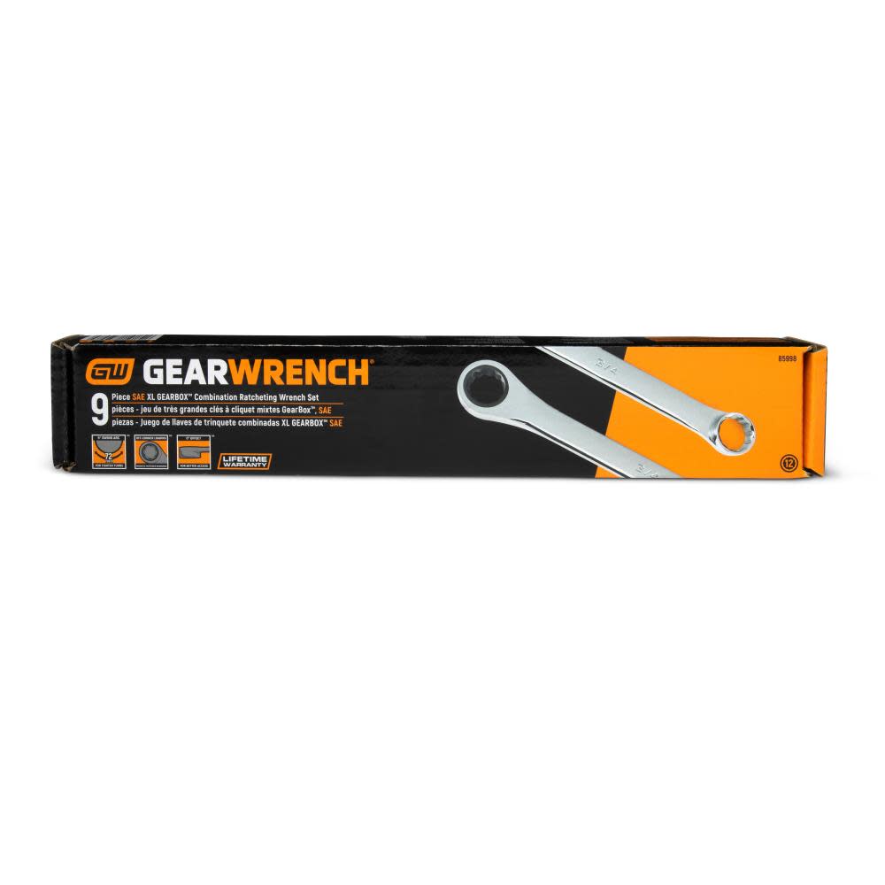 GEARWRENCH 9 Pc XL GearBox Sae Double Box Ratcheting Wrench Set - Ascmtools