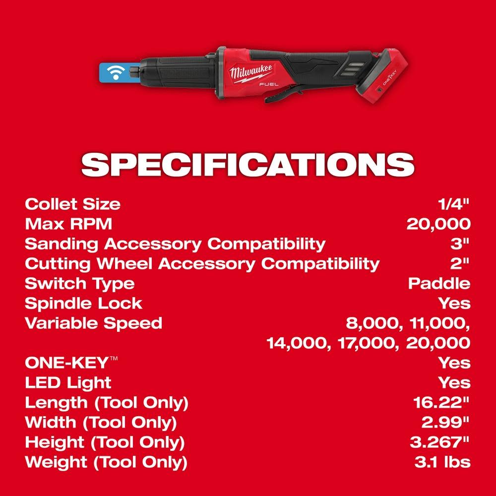 Milwaukee M18 FUEL Braking Die Grinder Paddle Switch Bare Tool - Ascmtools