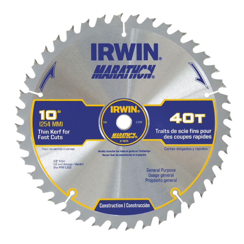 Irwin Saw Blade 10 In. 40T MARATHON - Ascmtools