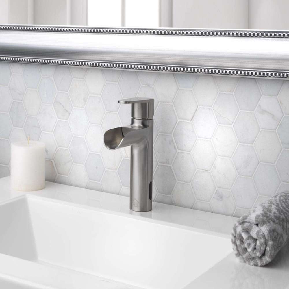 Homewerks Bathroom Sink Faucet Nickel 1 Handle Mid Arc - Ascmtools
