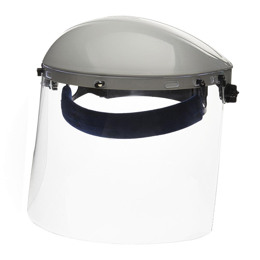 Sellstrom Single Crown Safety Face Shield with Ratchet Headgear Uncoated Window Clear Tint Gray Crown - Ascmtools