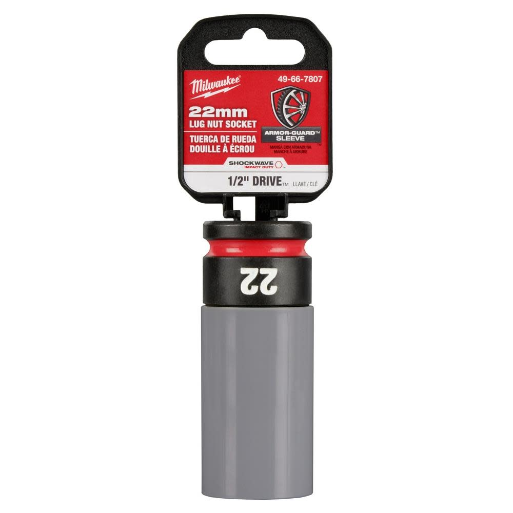 Milwaukee SHOCKWAVE Impact Duty Socket 1/2 Drive 22MM Metric Lug Nut Wheel - Ascmtools