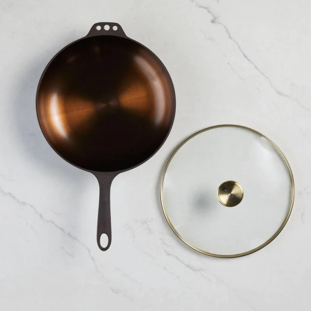 Smithey Ironware No. 11 Deep Skillet with Glass Lid - Ascmtools