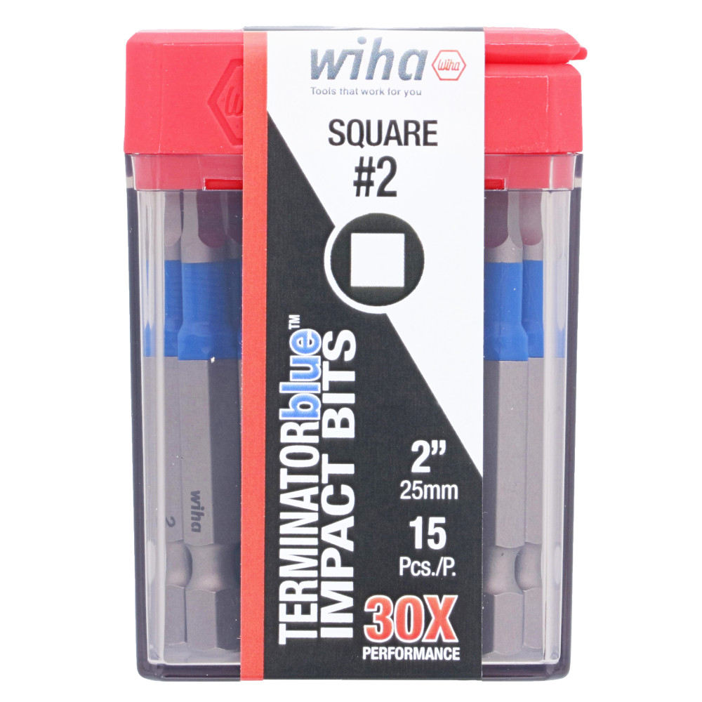 Wiha TerminatorBlue Impact Bit 2″ Square #2 15pk - Ascmtools
