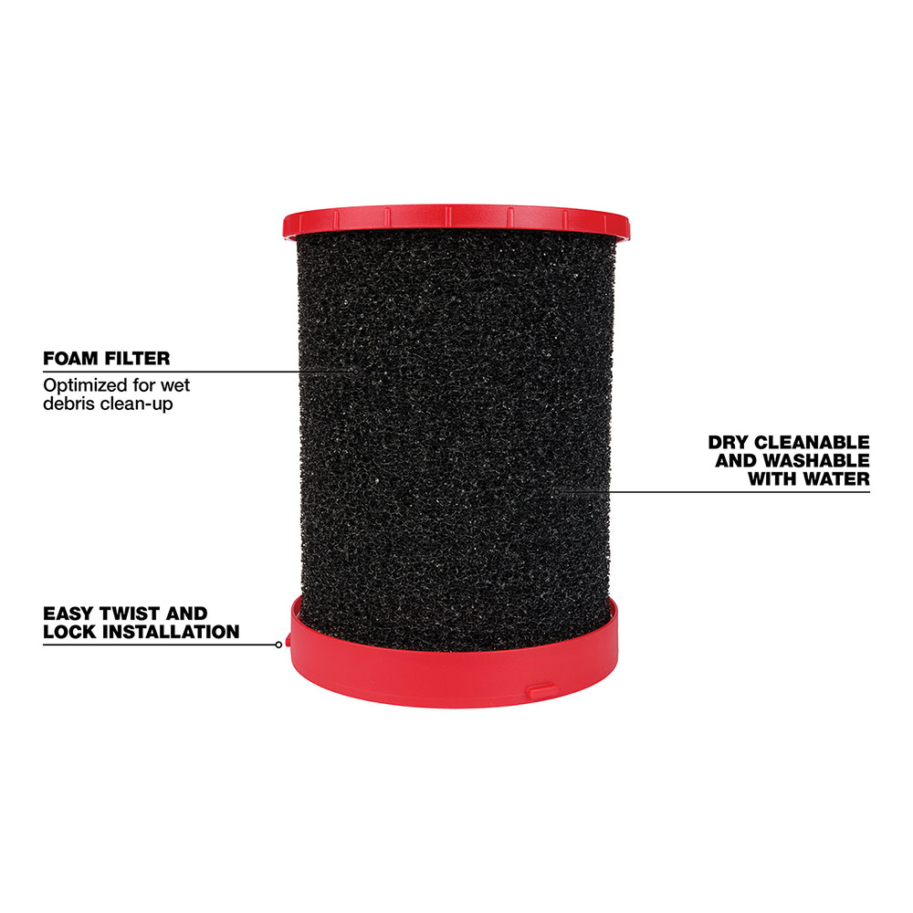 Milwaukee Large Wet/Dry Vacuum Foam Wet Filter - Ascmtools